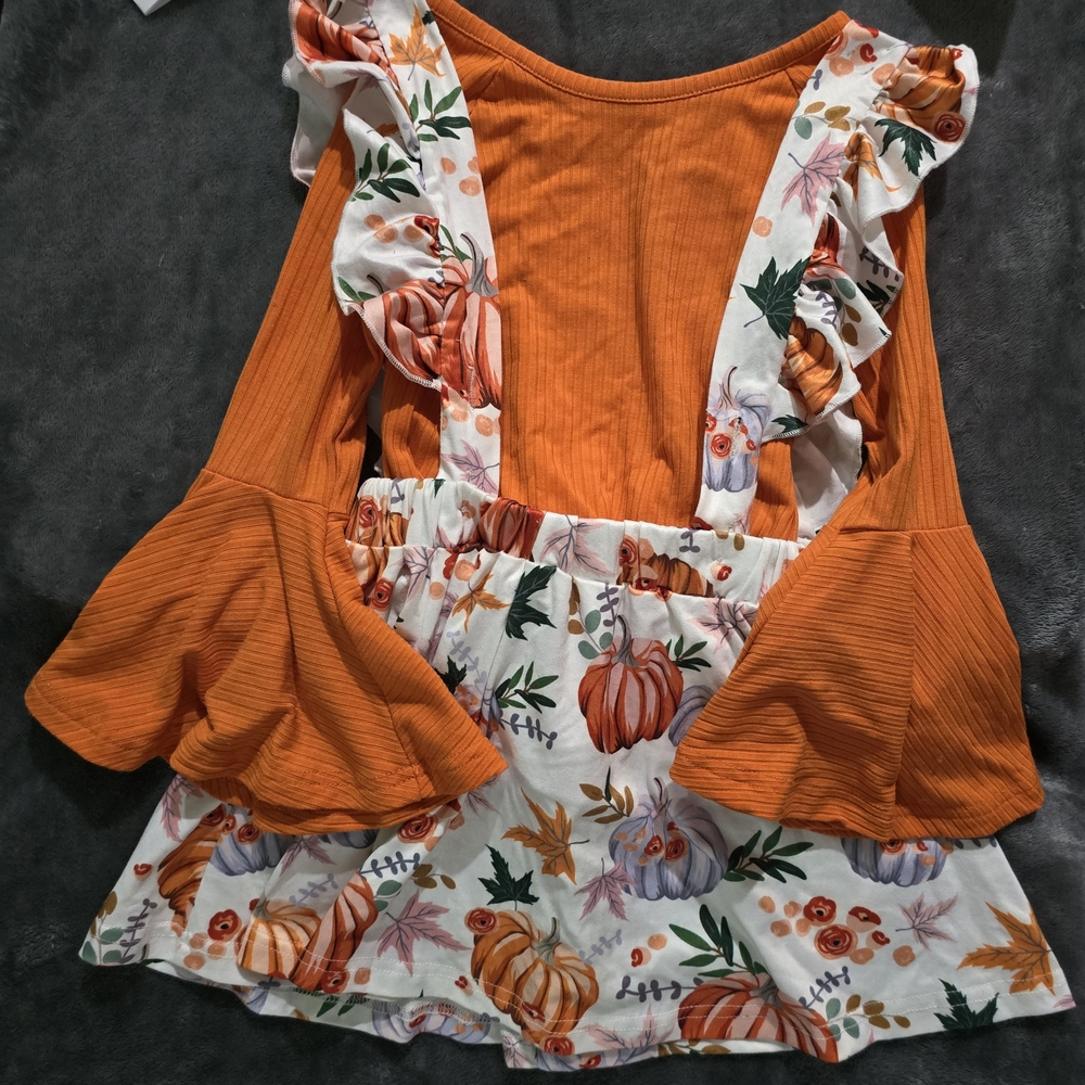 Orange and White Pumpkin Print Dress